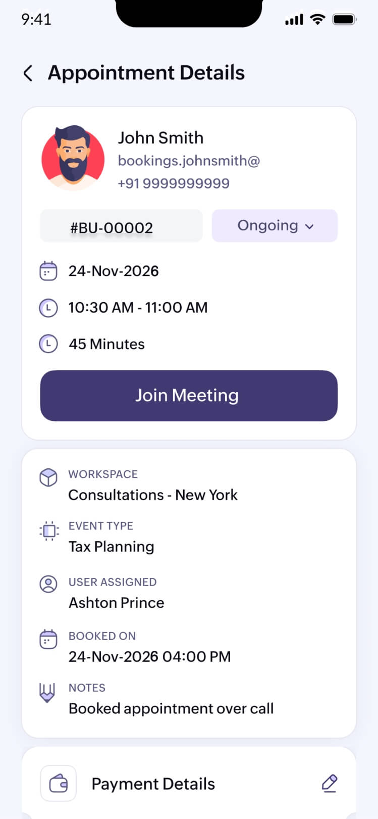 App to manage appointments